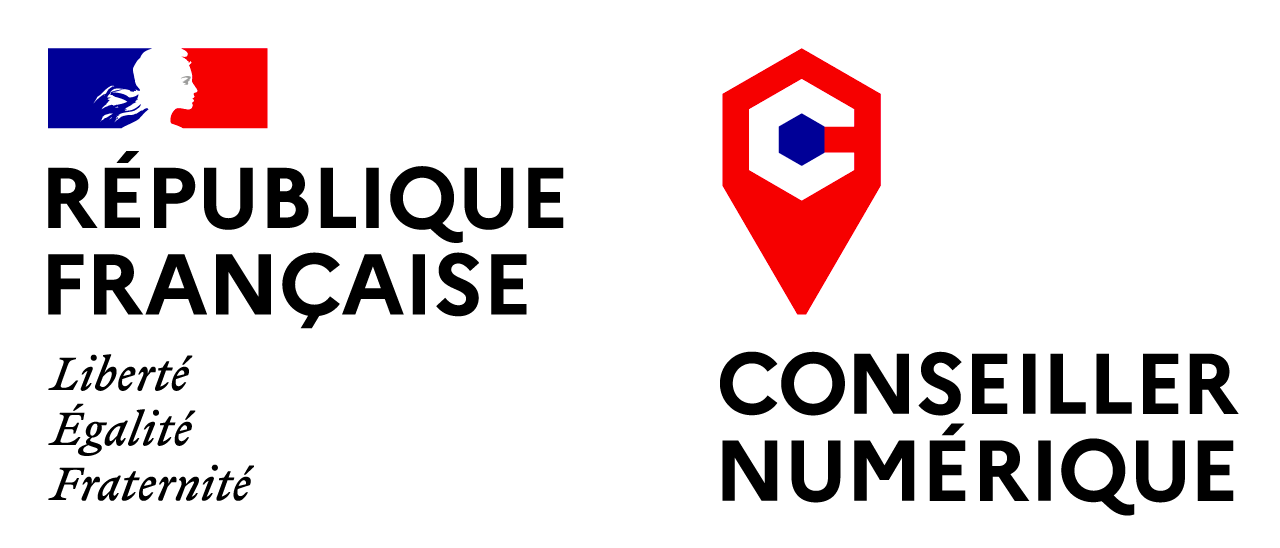 Logotype du dispositif Conseiller numérique avec le logotype de la République française.